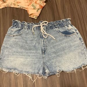 Wild Fable Light blue acid wash high rise jean shorts elastic tie